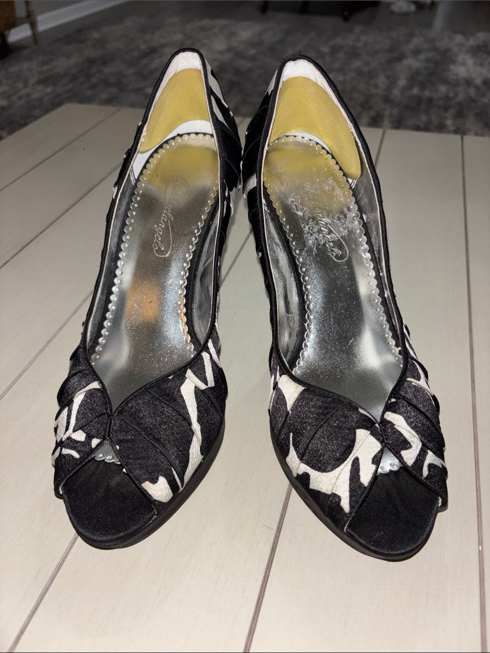 Black & White Peep Toe Women's Heels